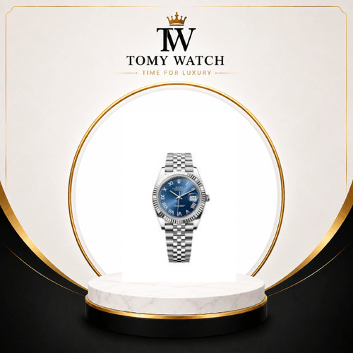 ساعت مچی مردانه رولکس دیتجاست صفحه آبی اعداد رومی بند استیل های کپی Rolex Datejust - YZ