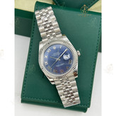 ساعت مچی مردانه رولکس دیتجاست صفحه آبی اعداد رومی بند استیل های کپی Rolex Datejust - YZ