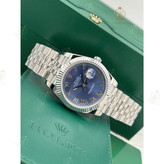 ساعت مچی مردانه رولکس دیتجاست صفحه آبی اعداد رومی بند استیل های کپی Rolex Datejust - YZ